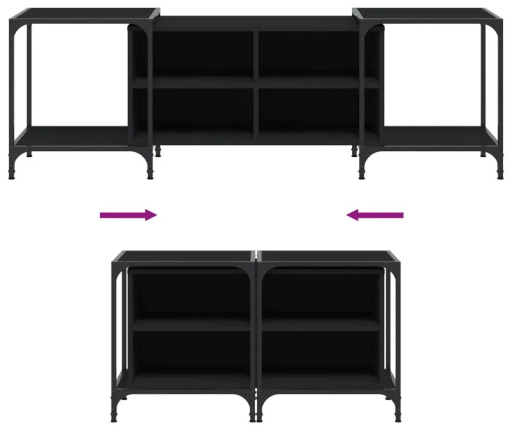 fekete szerelt fa TV-szekrény 153 x 37 x 50 cm