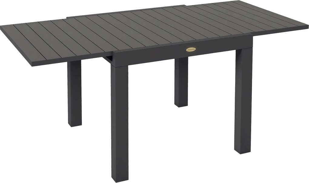 Outsunny Kert Asztal 6 Főnek - Bővíthető Terasz Asztal 70 kg Teherbírással - Alumínium Szürke 81/162 x 80 x 75 cm | Aosom