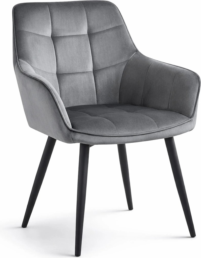 Étkezőfotel VARSI VELVET fekete lábakkal, szürke