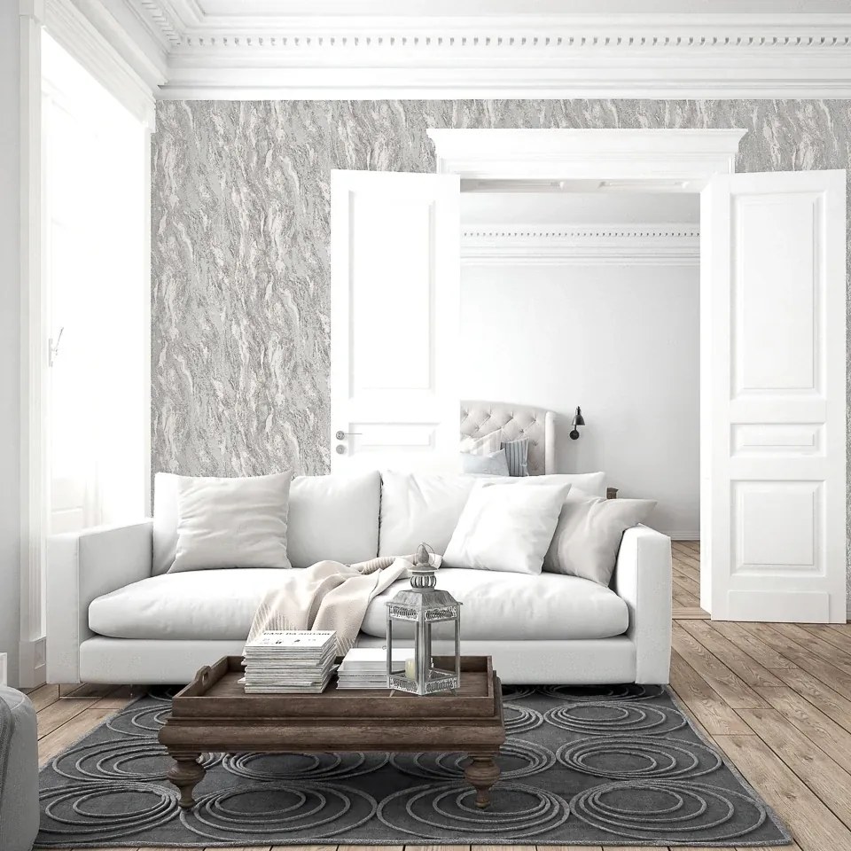 Arthouse Signature 2 Luxe Texture ezüst-fémes márvány mintás fémhatású vlies tapéta – 299102