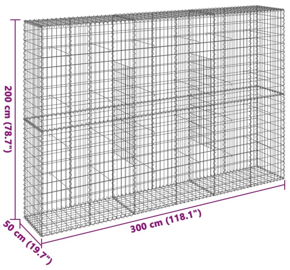 horganyzott vas gabion kosár fedéllel 300 x 50 x 200 cm