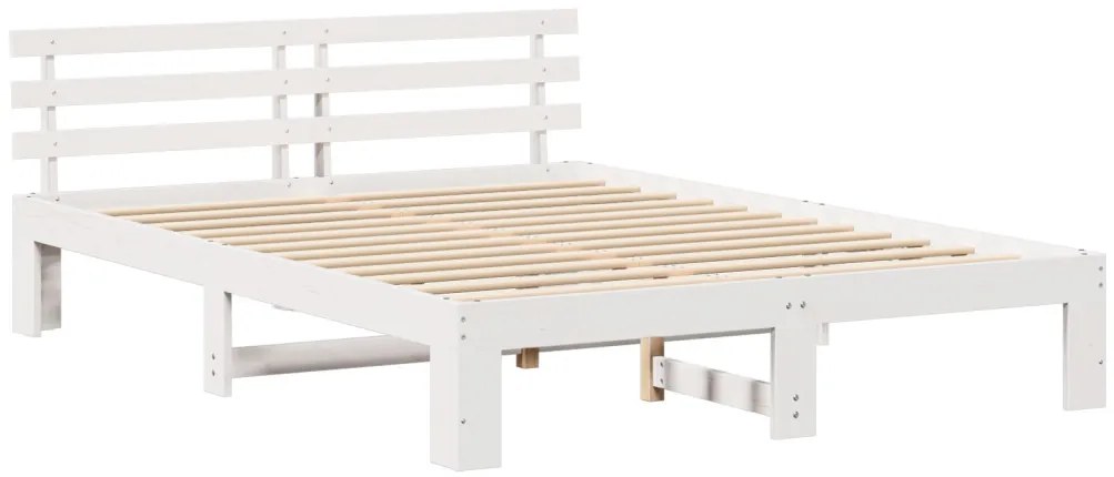Fehér Fa Ágykeret Fehér Fa 150 x 200 cm Tartós Fehér Ágykeret