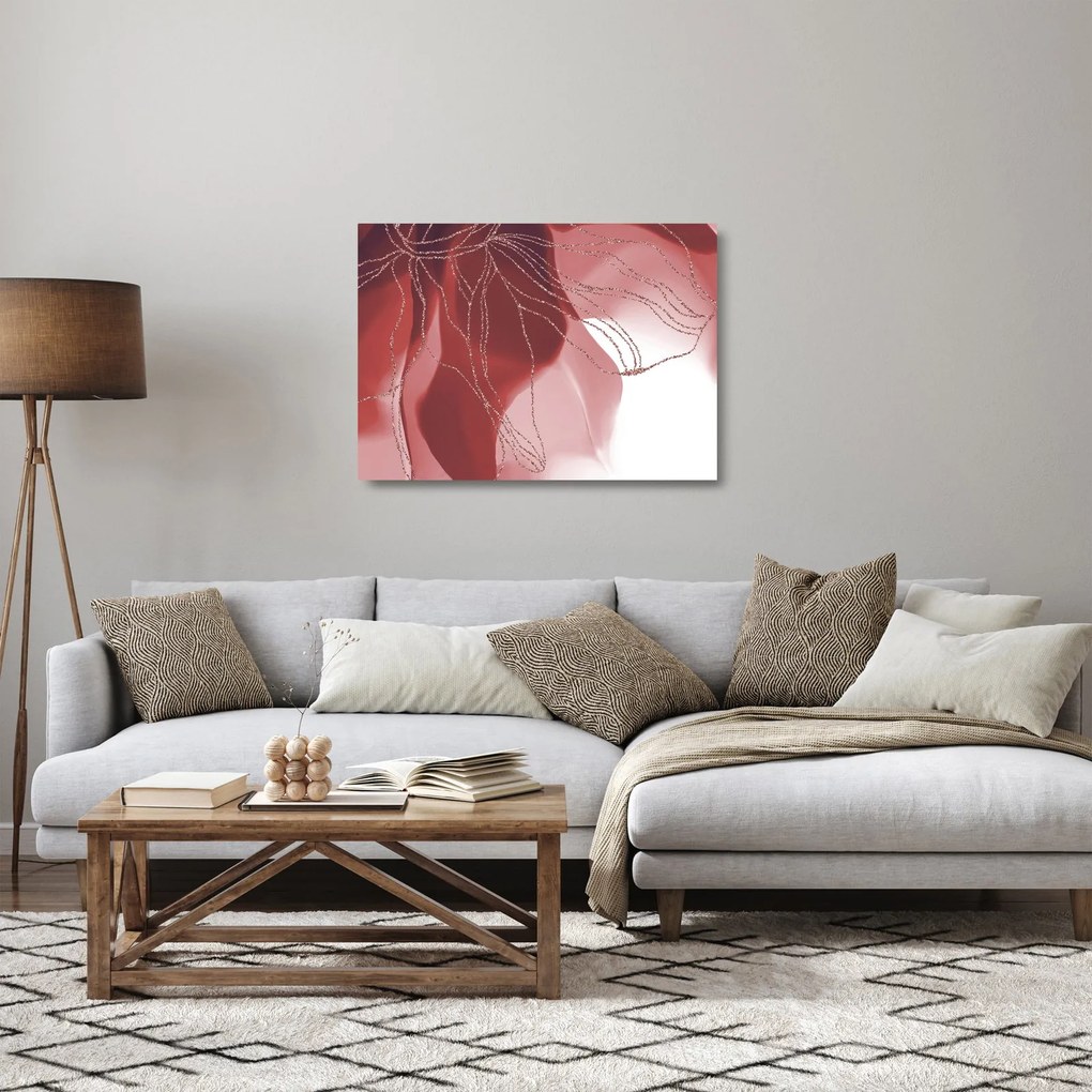 Üveg kép - Piros absztrakt virág N⁰1 (70x50 cm)