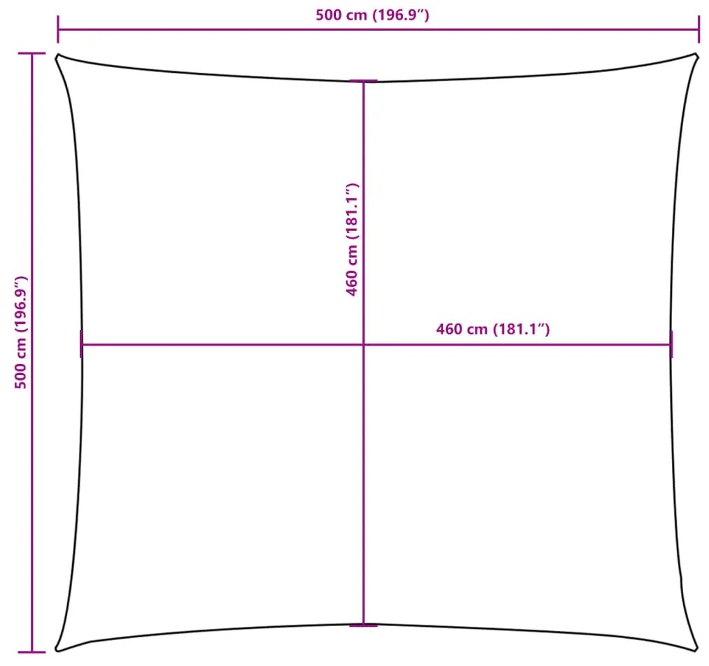 terrakotta négyzet alakú oxford-szövet napvitorla 5 x 5 m