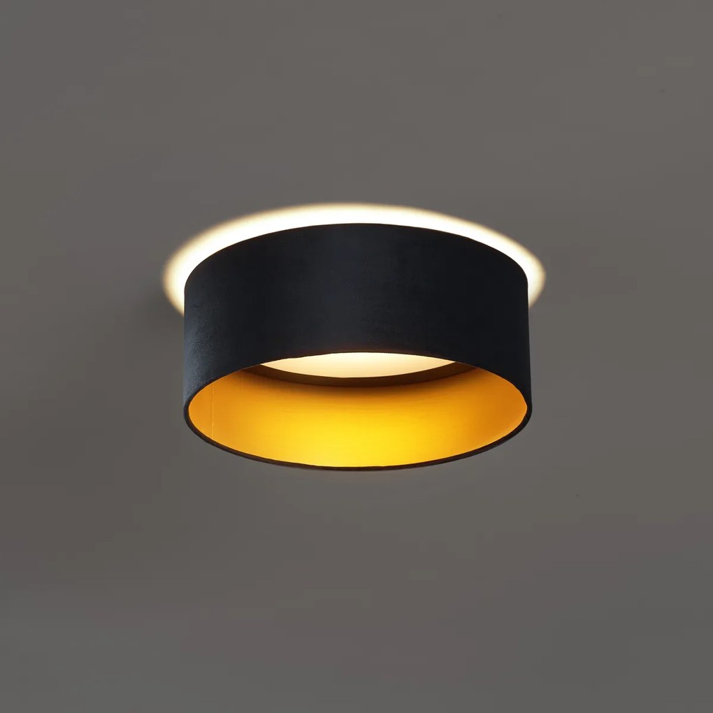 Modern mennyezeti lámpa fekete bársony 40 cm LED-del, 3 lépésben dimmelhető - Sue