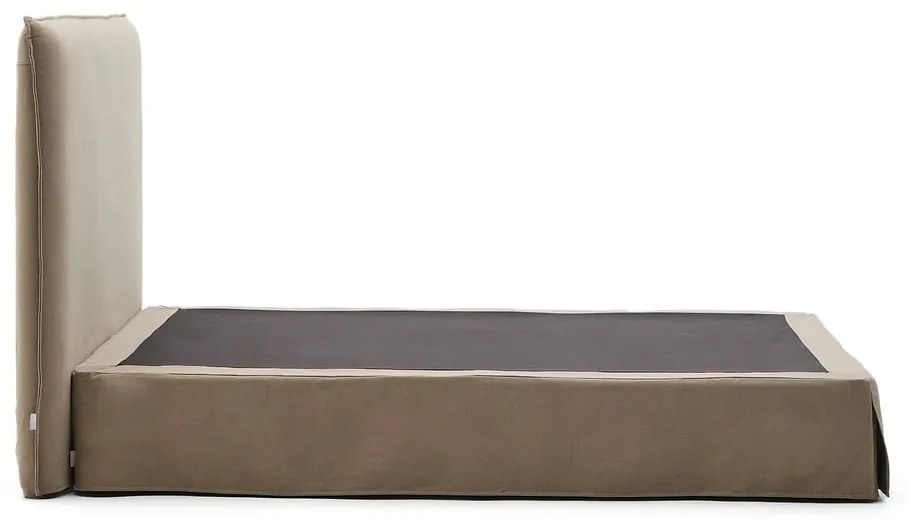 Szürkésbarna kárpitozott franciaágy 160x200 cm Jaira – Kave Home