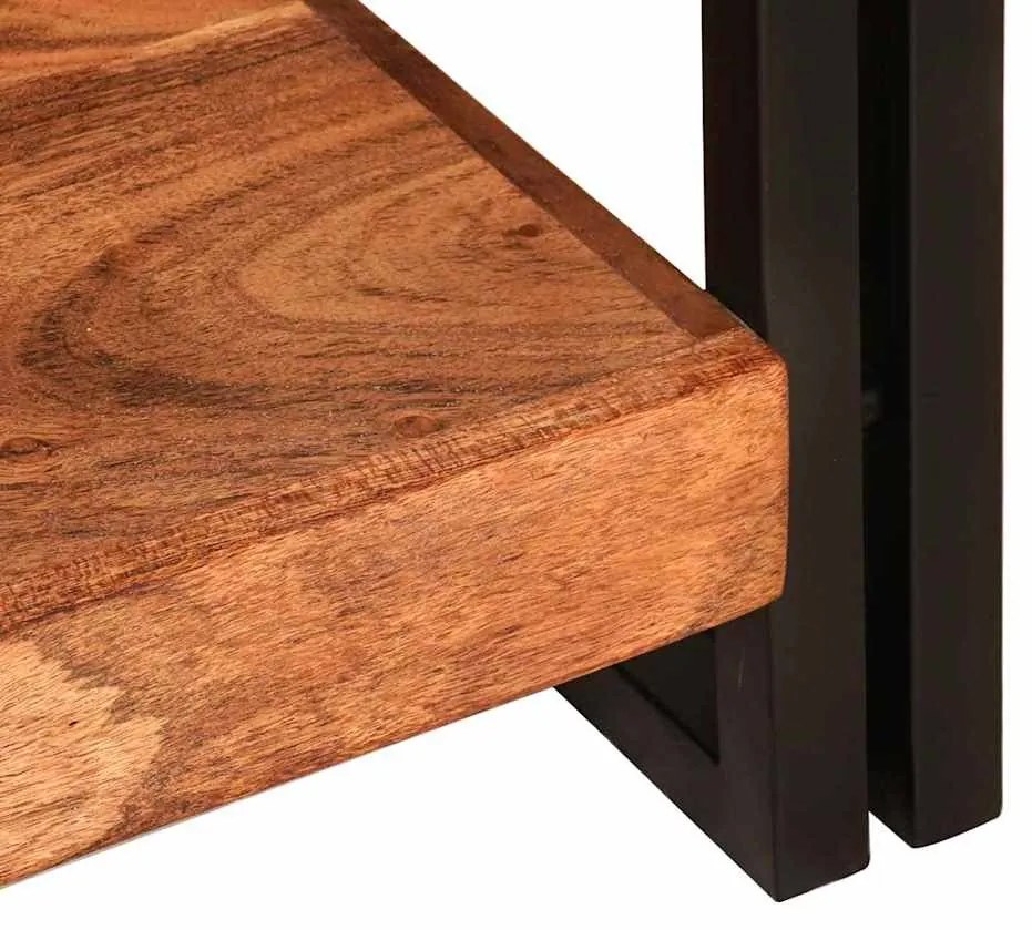 Konzolasztal polcokkal Barna 90 x 33 x 75 cm tömör akácfa
