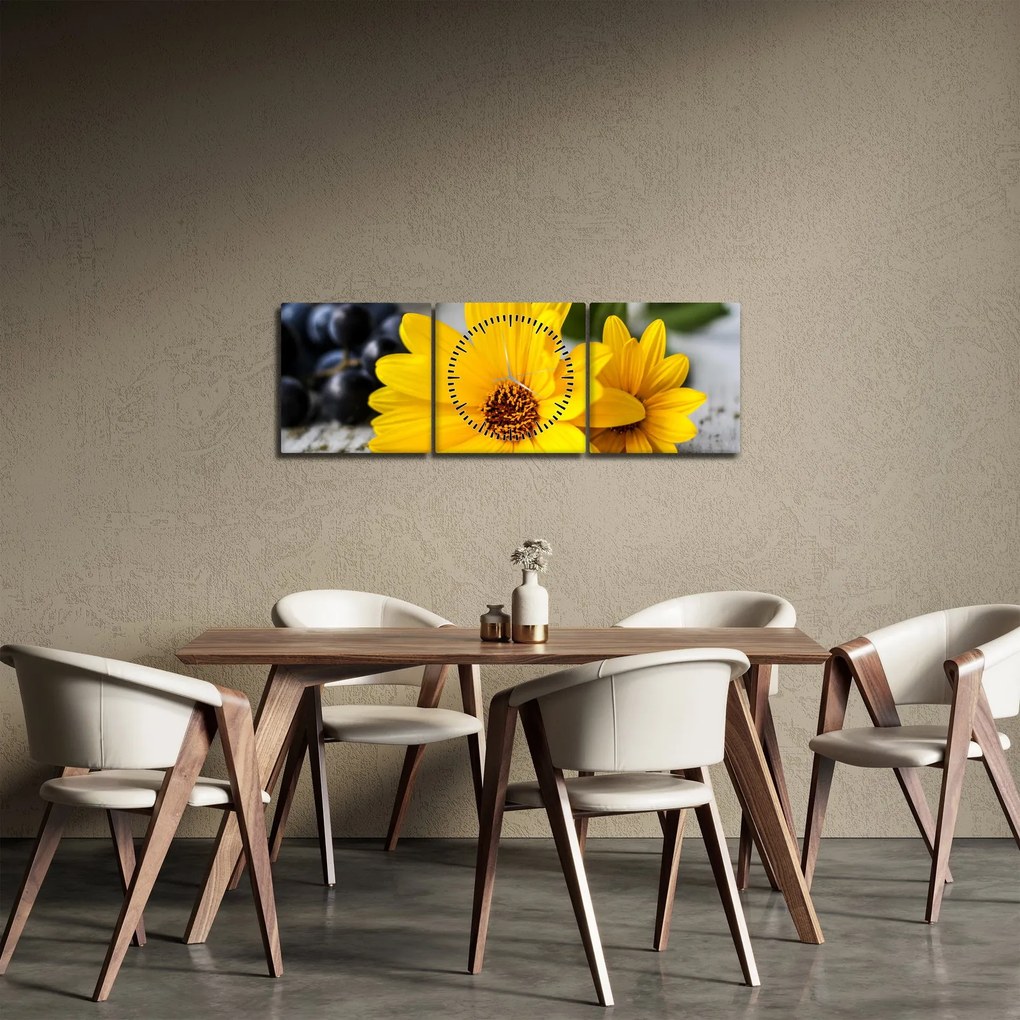 Sárga virág képe (órával) (90x30 cm)