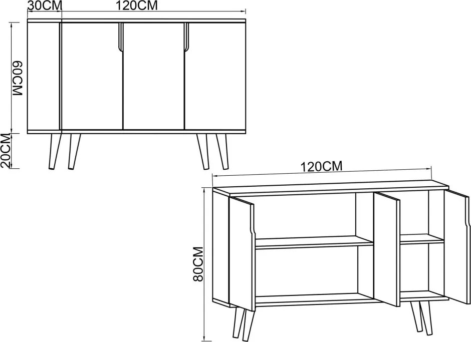 Verona komód, zafír tölgy, 120 cm