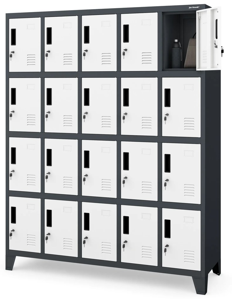 Rekeszes szekrény ROBERT, 1360 x 1720 x 450 mm, antracit-fehér