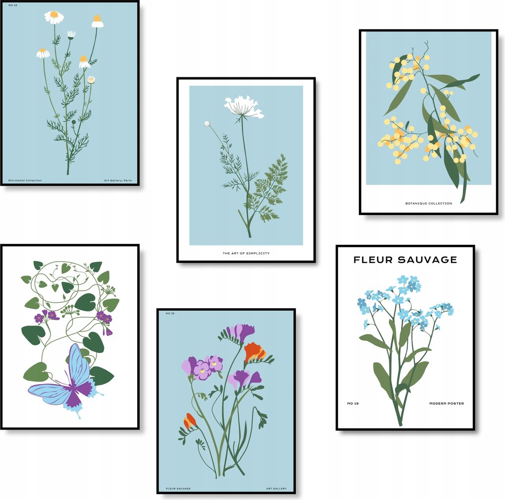 Virágok Hálószoba Poszter Fali Dekoráció Poszter 6 db A3 *Sok minta*