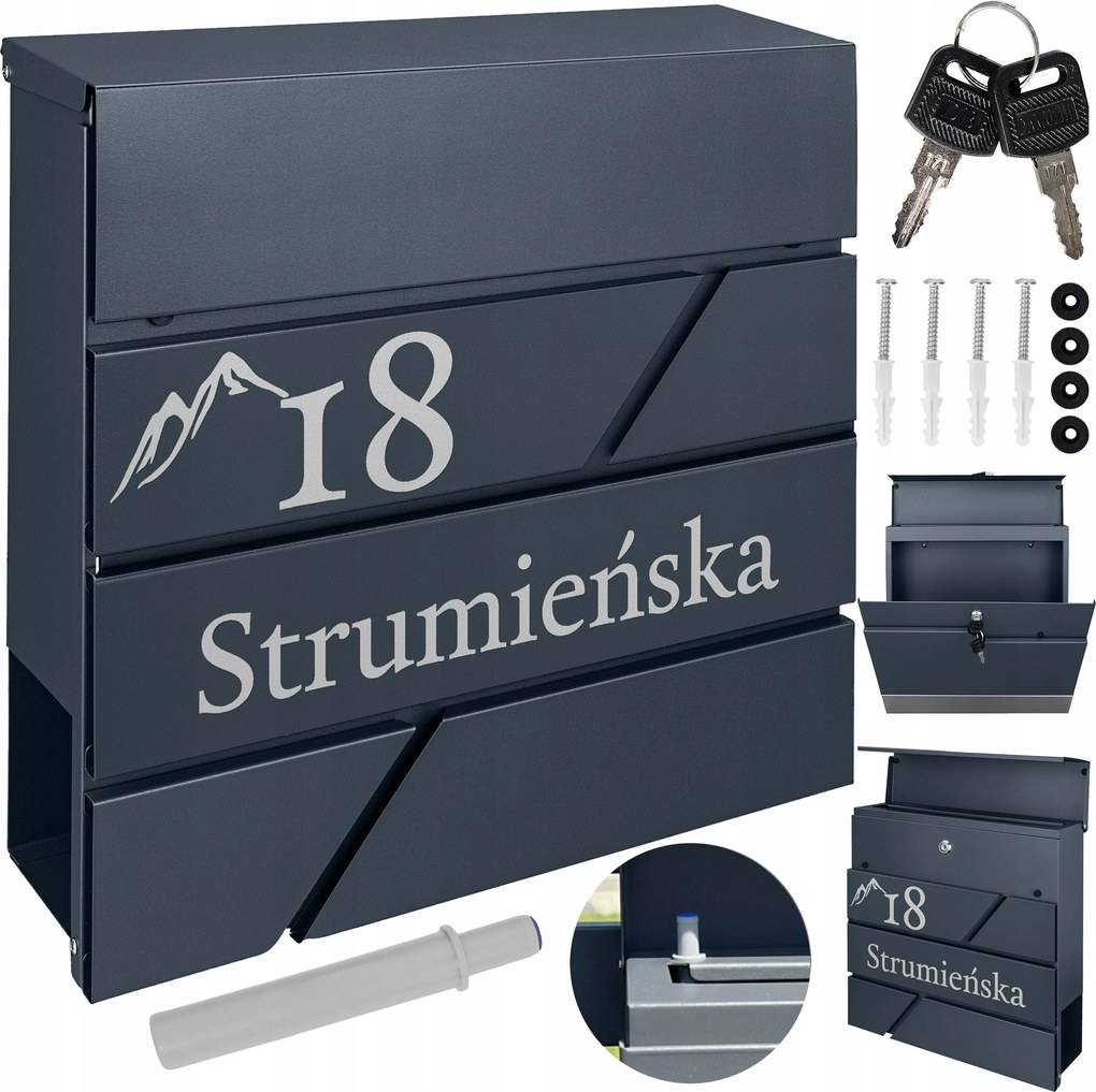 Antracit Modern Postaláda Felirat Minta