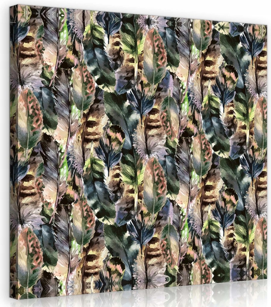 Vászonkép 40x40 Toll színes textúra minta természetes nyugalom puha