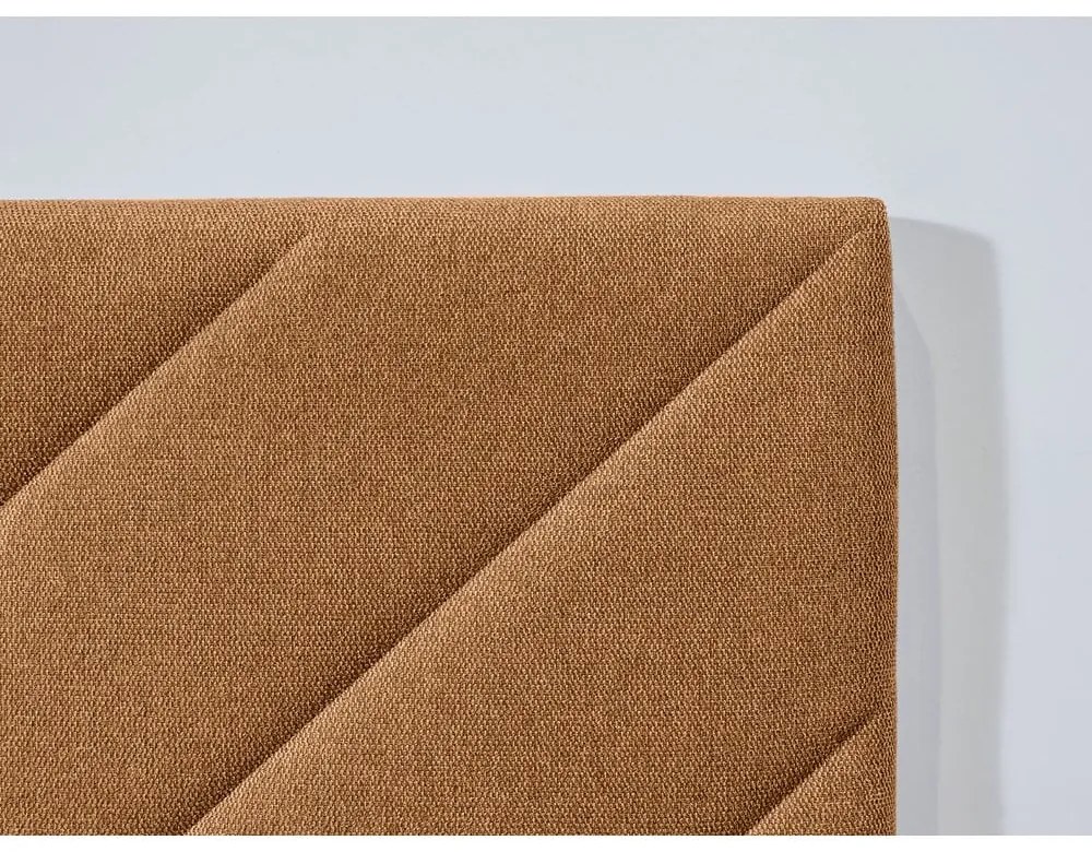 Narancssárga kárpitozott franciaágy ágyráccsal 180x200 cm Romane – Bobochic Paris