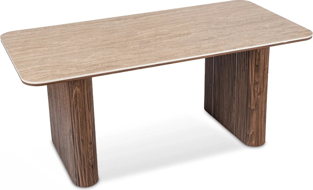 Téglalap alakú étkezőasztal 180 cm méretben, travertin/dió színben ARAMIS
