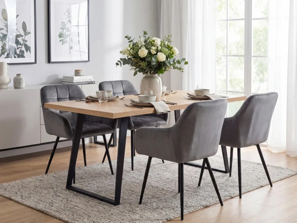 Szürke MARLEN VELVET étkezőfotel fekete lábakkal