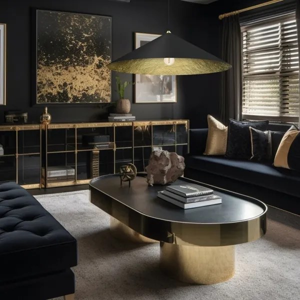 Csillár zsinóron FUJI 1xE27/60W/230V átm. 90 cm fekete/arany