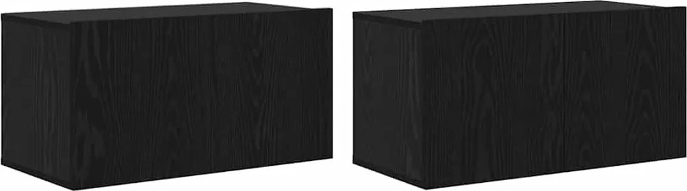vidaXL TV szekrény garnitúra 2 pcs Fekete 60 x 30 x 30 cm Faanyag