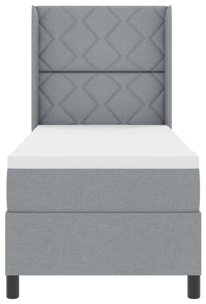 Boxspring Ágy Matraccal és LED Fénnyel Szürke 90x190 cm Szövet