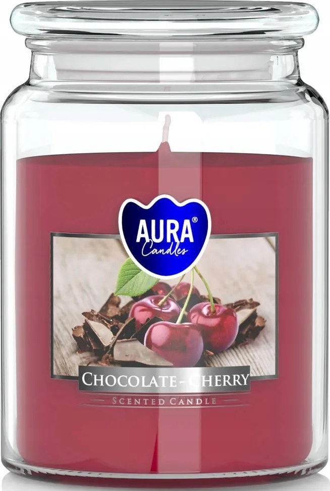 Nagy Illatgyertya Üvegben Fedéllel |~100h| Csokoládé Cseresznye