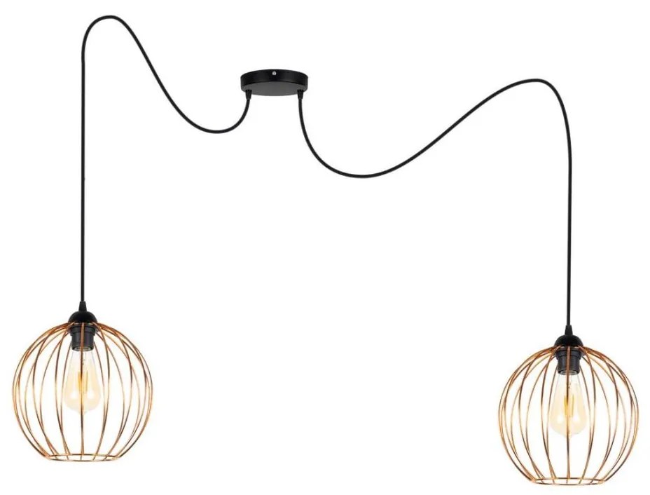 Csillár zsinóron MATT 2xE27/60W/230V pók fekete/réz