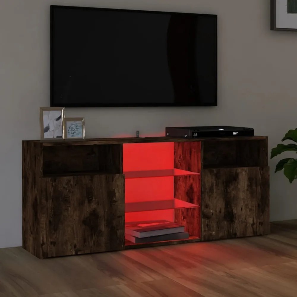 füstös tölgy színű LED-es TV-szekrény 120 x 30 x 50 cm