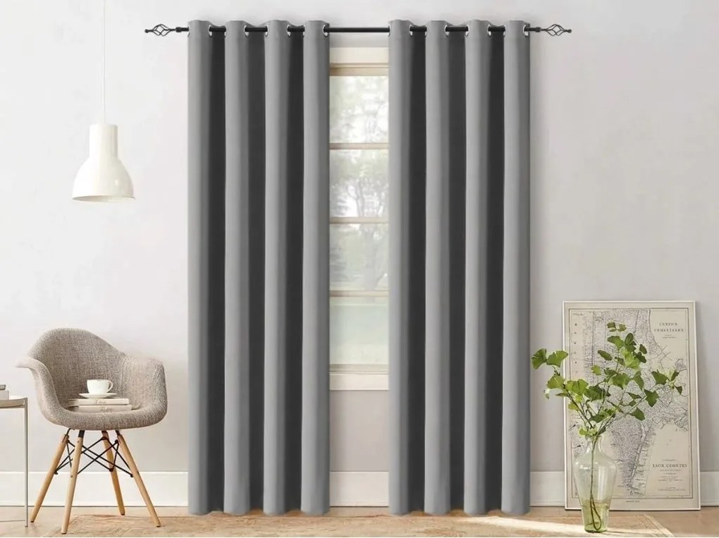 OXFORD világosszürke függöny 140x250 cm Felfüggesztés: Hullámos sínszalag