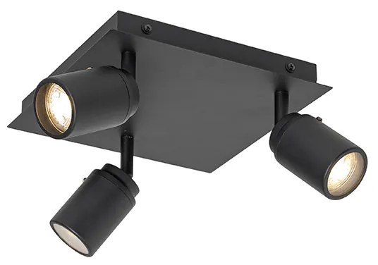 Modern fürdőszoba spotlámpa fekete négyzet alakú 3 lámpás IP44 - Ducha