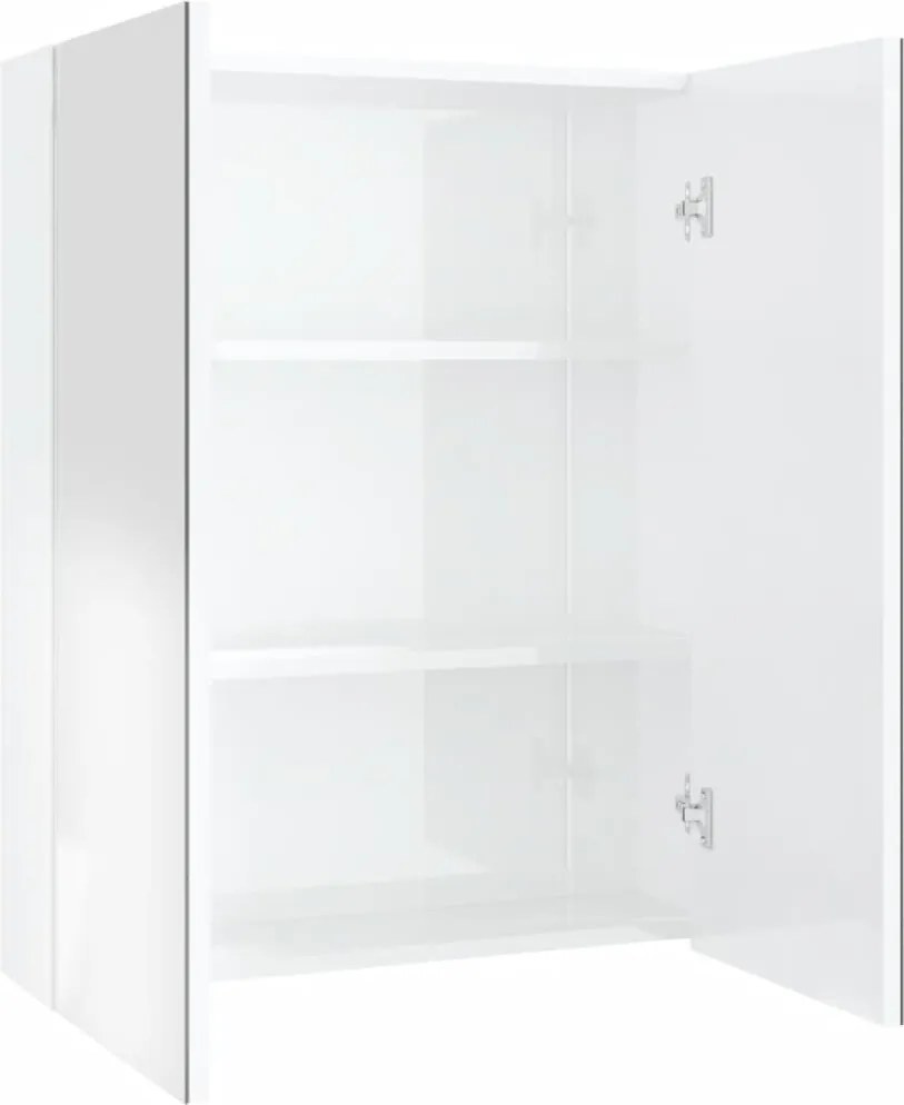 vidaXL fényes fehér MDF tükrös fürdőszobaszekrény 60 x 15 x 75 cm