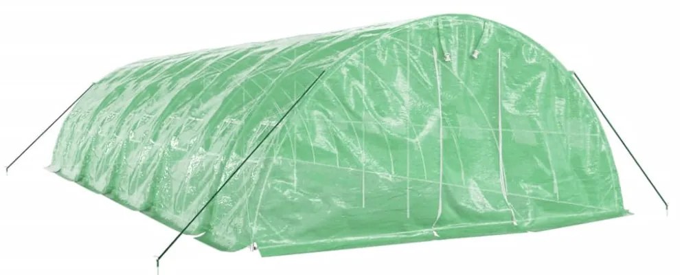zöld acélvázas melegház 50 m² 10 x 5 x 2,3 m