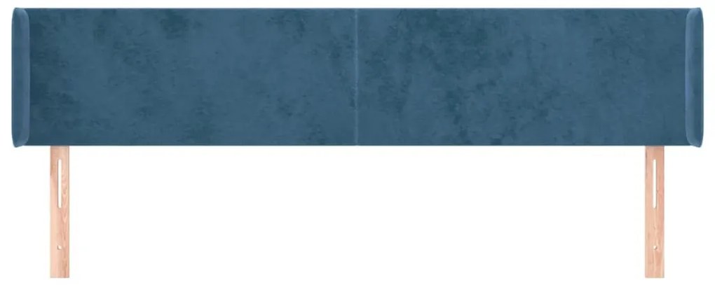 sötétkék bársony szárnyas fejtámla 203x16x78/88 cm