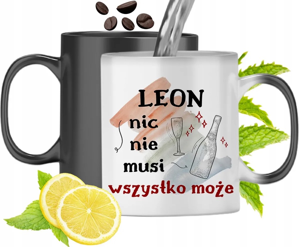 Mágikus Bögre Leona Fekete Színváltós, fényképes nyomattal