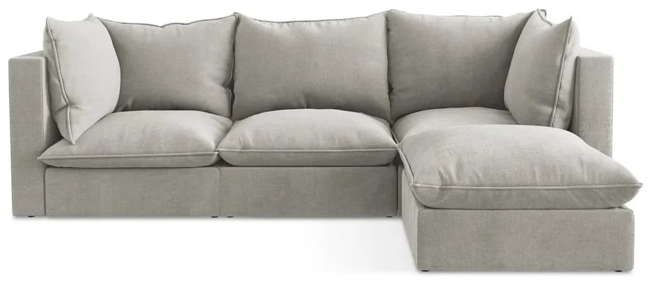 Világosszürke sarokkanapé (jobb oldali-heverő résszel) Manao – Makamii