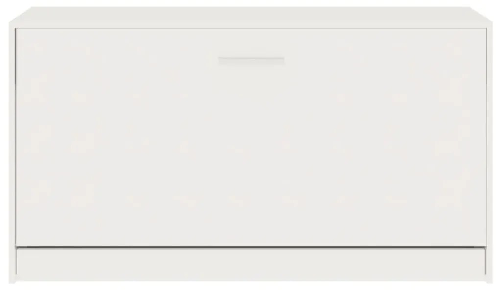 magasfényű fehér cipőpad 80 x 24 x 45 cm rétegelt fa