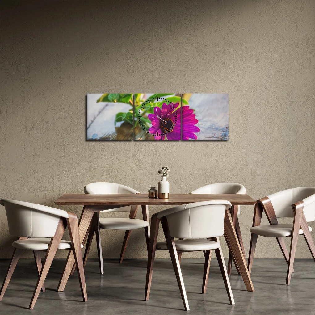 Vágott virágok képe (órával) (90x30 cm)