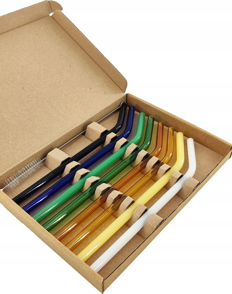 Szívószál üveg ivócső többfunkciós Eko 8db Színes Hajlított