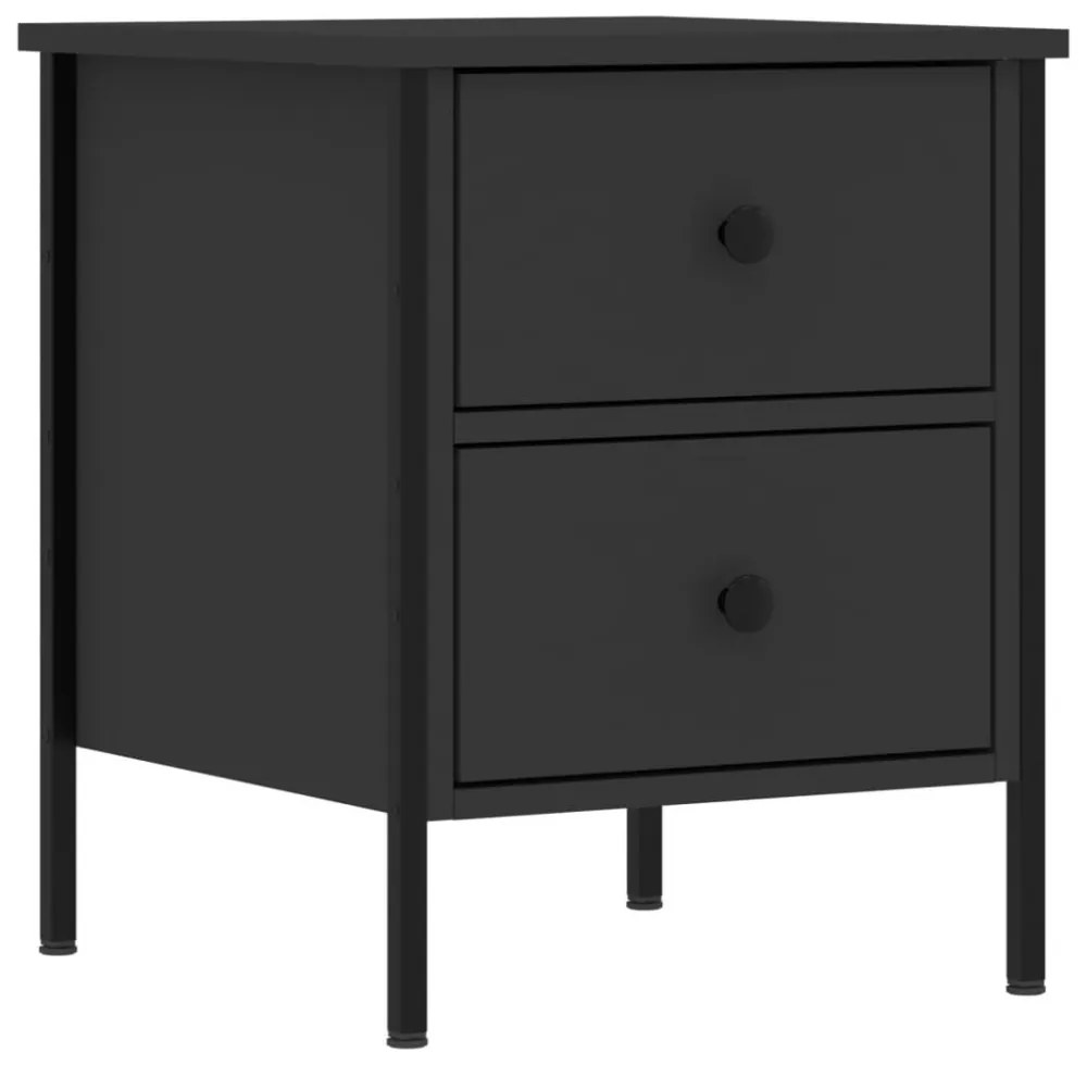 vidaXL 2 db fekete szerelt fa éjjeliszekrény 40x42x50 cm