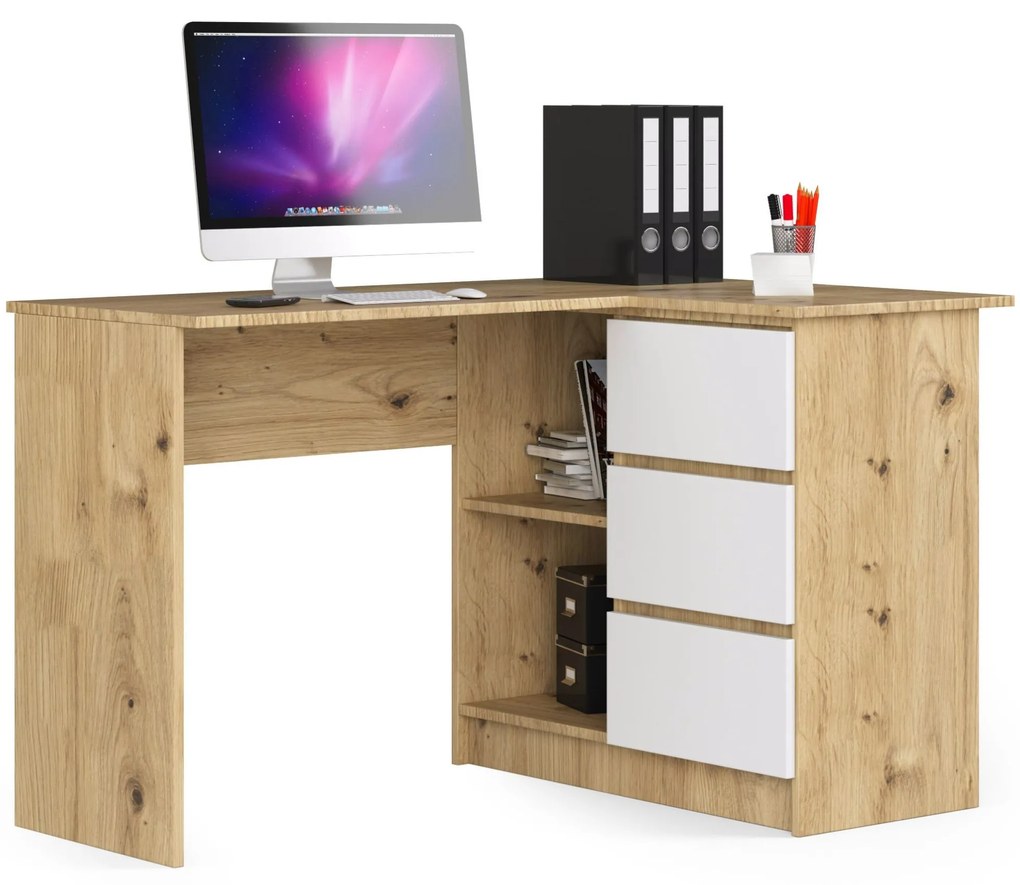 Sarok PC asztal Bodhi (artisan tölgy + fehér) (J). Akció -14%. 1070966
