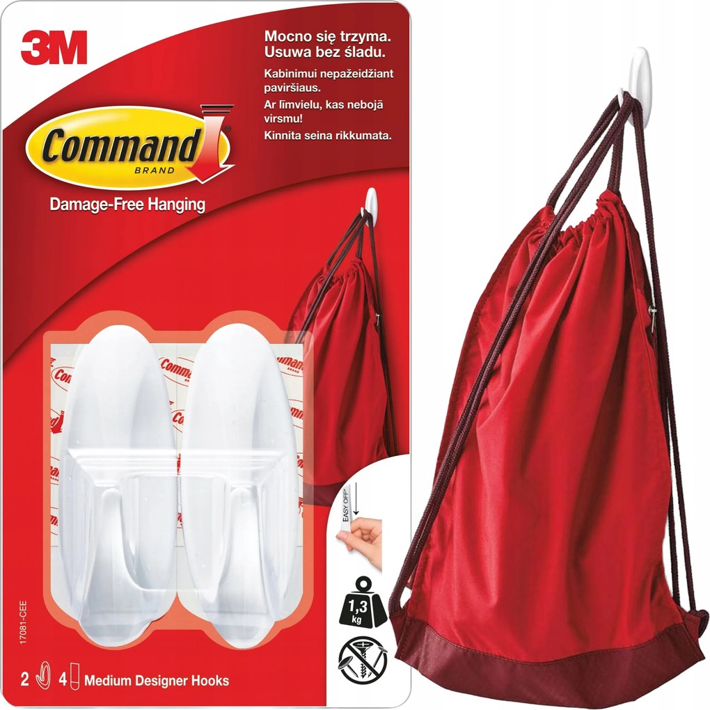 3M Öntapadós akasztók Command Dekorációs díszek felakasztásához 2 db 1,3 kg