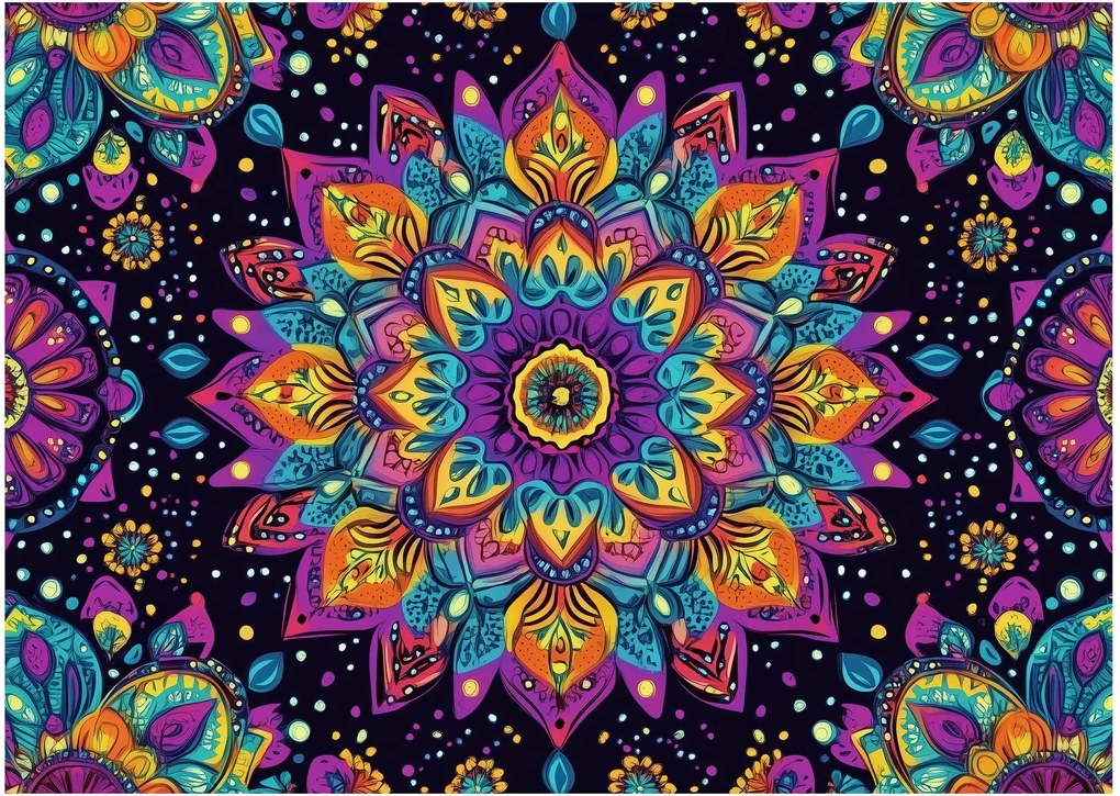 Üveg kép - Kaleidoszkópos mandala (70x50 cm)