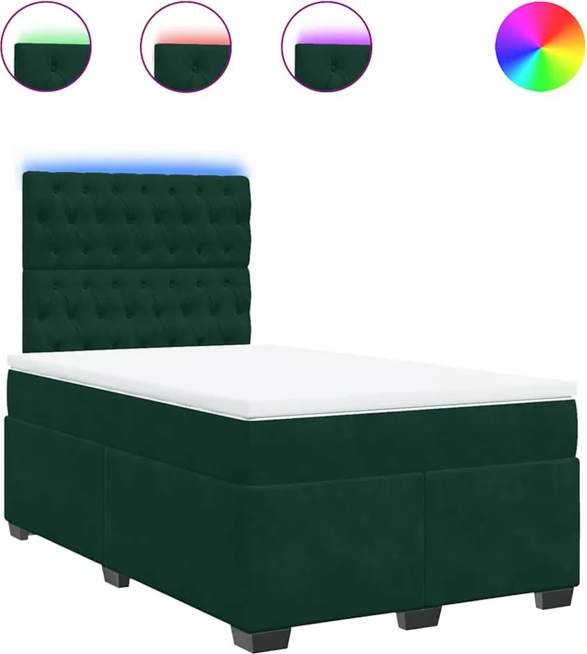 vidaXL sötétzöld bársony rugós ágy matraccal 120 x 200 cm
