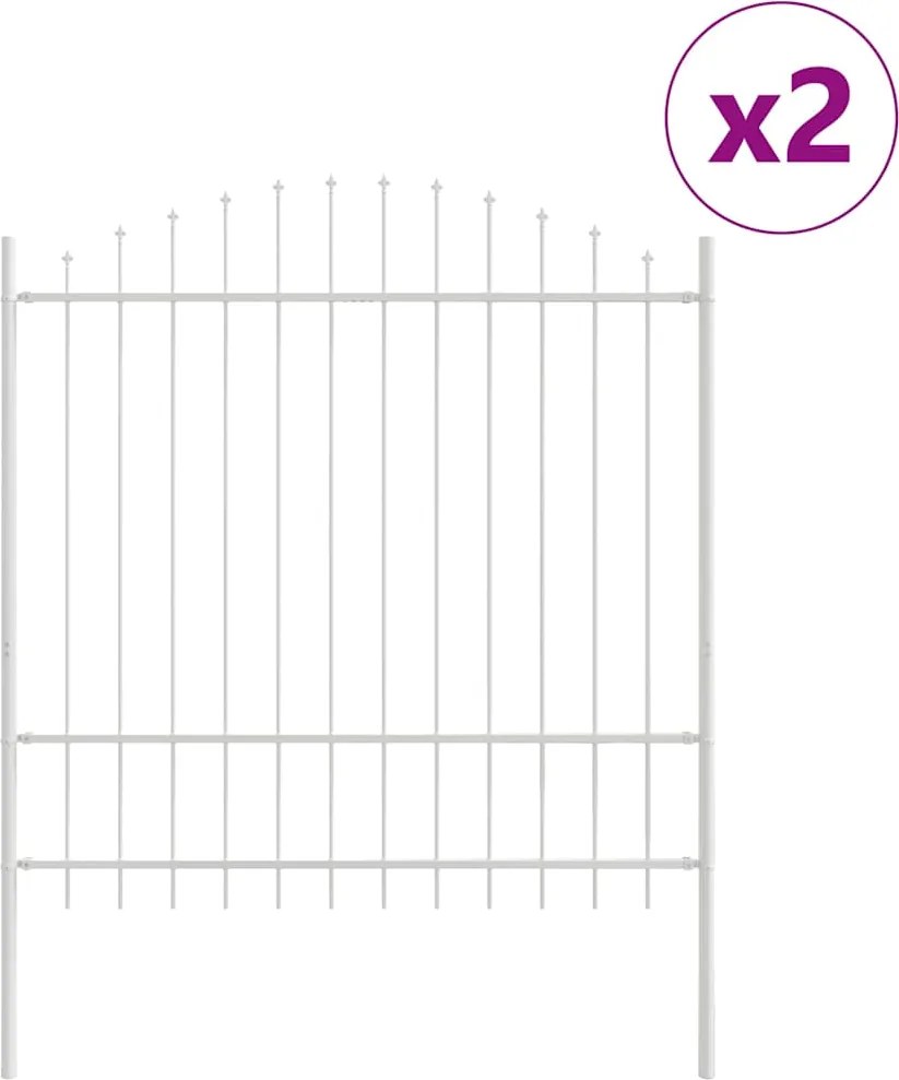 vidaXL Kerti Kerítés 2 pcs Fehér 170 x 215 cm Porszórt acél