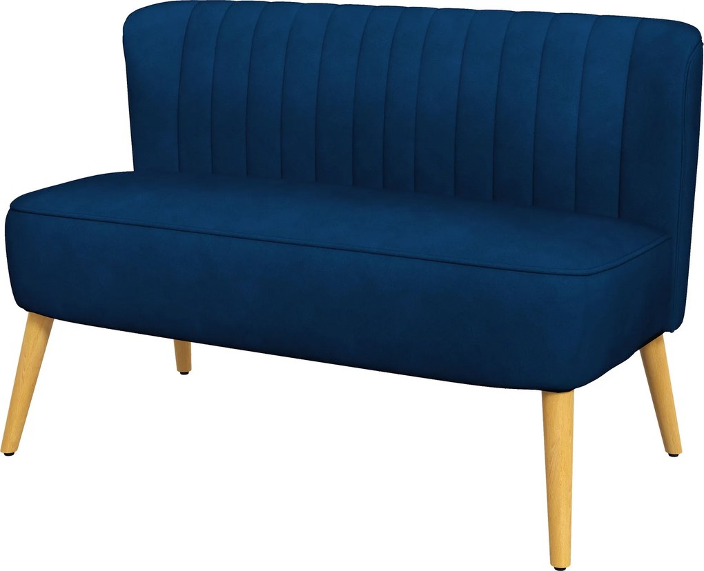HOMCOM 2 személyes kanapé, bársonyhatású — sötétkék, 117 x 56,5 x 77 cm | Aosom