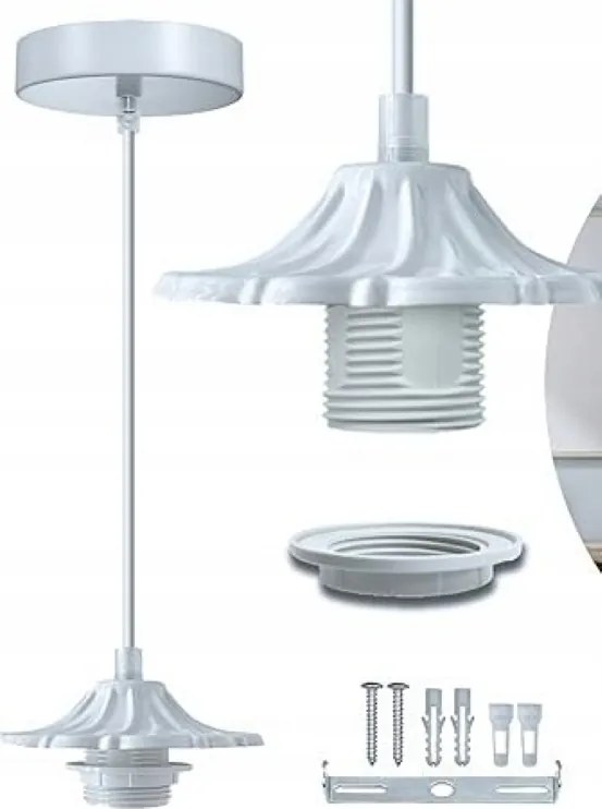 Mennyezeti Lámpa Függő E27 Fehér Fém Lámpabúra Csillár 12 x 120 cm