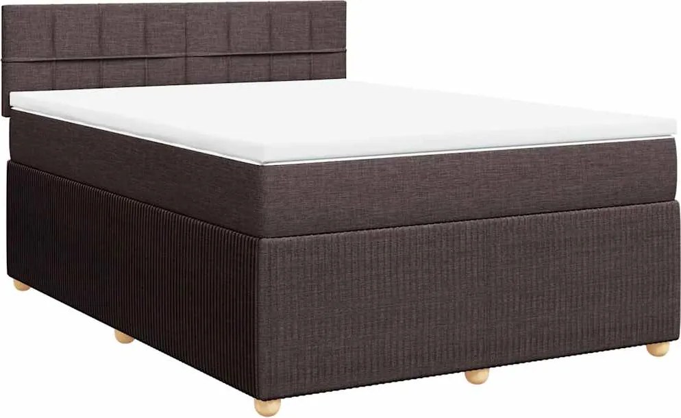 vidaXL sötétbarna szövet rugós ágy matraccal 140 x 190 cm