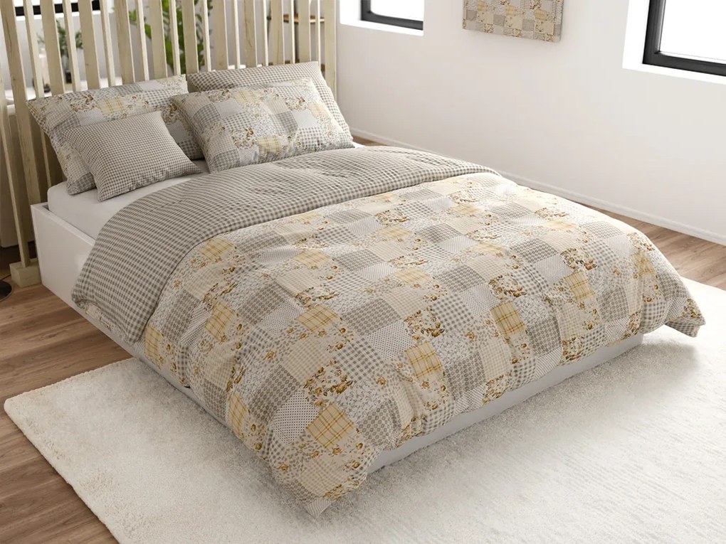Renforcé pamut ágynemű PATCHWORK bézs Ágyneműhuzat mérete: 70 x 90 cm | 140 x 200 cm