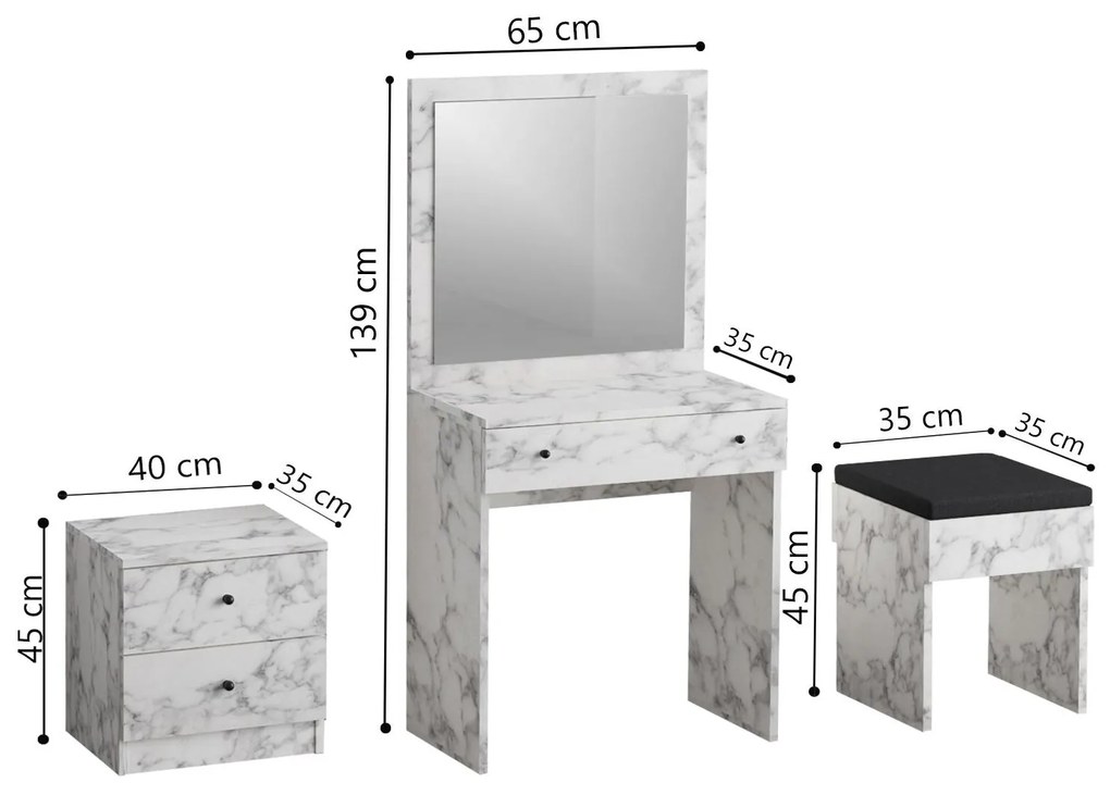 Fésülködőasztal Nikki (márvány carrara)  . 1102391