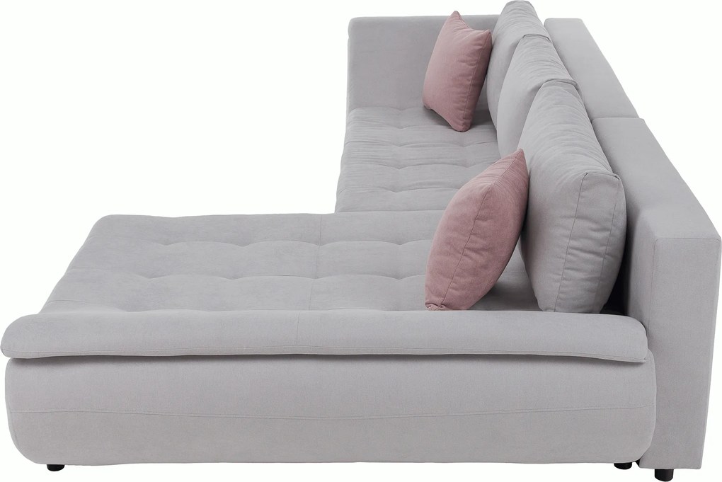 Ülőgarnitúra, világosszürke/púderrózsaszín, szövet, jobbos, BRATO