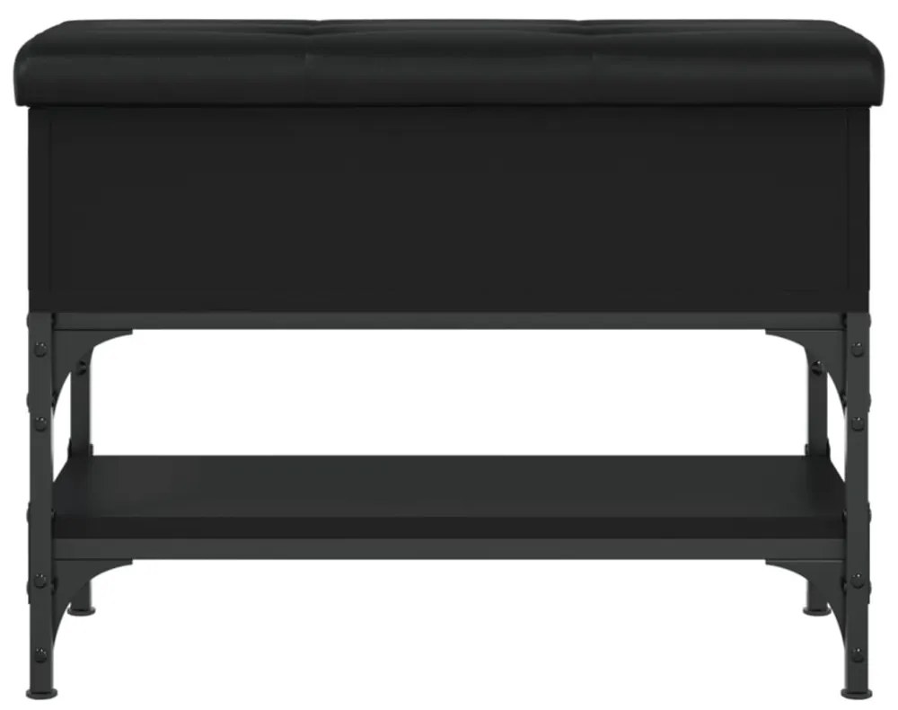fekete szerelt fa cipőtároló pad 62 x 32 x 45 cm