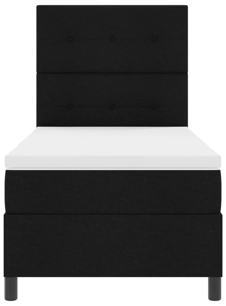 Box Spring Ágy Matrával Fekete 80x200 cm Szövet